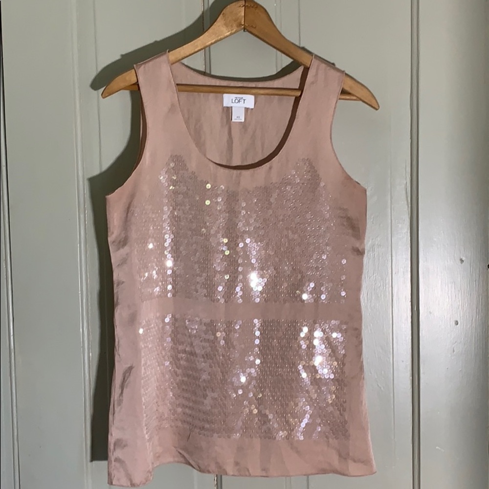 LOFT Blush Sequined Top